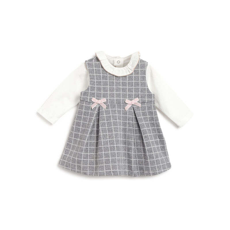 Girls Medium Grey Solid Bodysuit With Dress image number 0